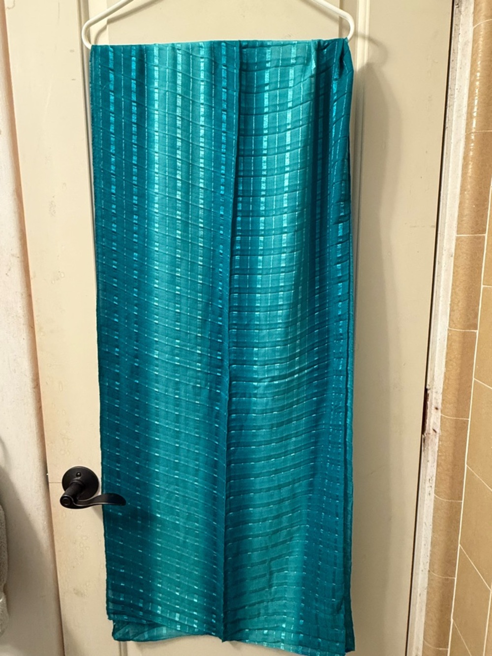 New With Tags Coldwater Creek Teal Striped Pleated Scarf